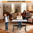 Electric Keyboard Piano Digital 61 Key Music Organ With Microphone   Stool White