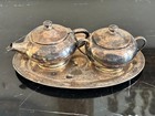 M Fred Hirsch Sterling Silver Tray   Italian  925 Small Teapot   Sugar Bowl 386g