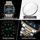 Luxury Men s Watch Square Stainless Steel Waterproof Luminous Chrono