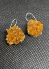 Orange Citrine Druzy Quartz 925 Sterling Silver Necklace Earrings Set 16in