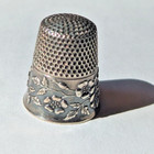 Antique Ketcham   Mcdougall Sterling Thimble - Wild Roses  Size 8