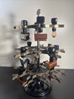 Antique Achilles Rubber Stamp Holder Carousel 3 Tier Metal Stand  12 Wood Stamps