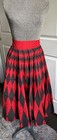 Vtg Handmade Harlequin Circle Skirt Red   Black Diamond Print Rockabilly Pin-up