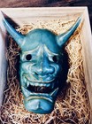 Japanese Agano Yaki Ceramic Oni Mask Kozan Takata Demon Wall Art With Wood Box