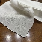 Vintage White Linen Hankie Madeira Style Hand Embroidered  Wedding