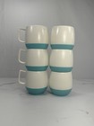Vintage Bopp Decker Vacron Plastic Mugs Aqua White Mcm Set Of 6 Cups