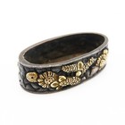 Fuchi    autumn Grasses And Flowers    Shakudo Japanese Antique Sword Fitting Katana