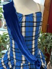Algy Scottish Blue black Plaid Leotard Dance Costume W  Sleeves   Stockings A m