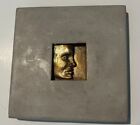 Concrete Tile Art Gold Leaf Intaglio Style Wall Hanging Sculpture  Set Of 2