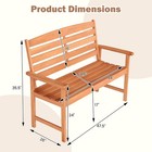 Wooden Garden Bench 2-person Patio Loveseat With Slatted Backrest Natural