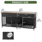 Indoor Wooden Kennel For 2 Dogs Large Dog Crate Furniture Tv Stand W  Dog Feeder