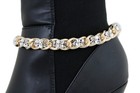 Women Youth Boot Bracelet Gold Metal Chain Bling Anklet Shoe Silver Mesh Beads