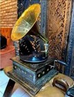 Vintage Gramophone Player Old Phonograph Recorder Player Vinyl Record Brass Horn