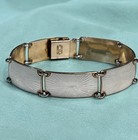 Vintage Norway Sterling Silver 925 White Guilloch   Enamel Panel Link Bracelet