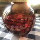 Vintage Antique Ruby Red Cut Glass Hurricane Parlor Lamp Globe Shade 9    Diametr