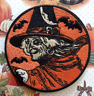 Halloween Classic Creepy Flying Witch W bats  Embroidered Patch Vintage  Style