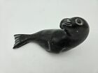 Vintage Inuit eskimo Art - Soapstone Carved Seal Sculpture - Signed  1985