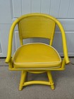 Vintage Ficks Reed Yellow Rattan Mid Century Faux Bamboo Swivel Chair Boho Chic