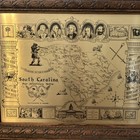 Vintage American Revolution South Carolina Battle Map 1975 Wood Frame