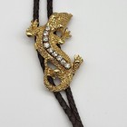 Vintage Southwest Western Bolo Tie Bolero Rhinestone Lizard Figural Rodeo