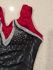 Christmas Red   Silver Gk Elite Gymnastics Leotard Axs Extra Small Mystique Xmas