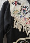 Vintage Rare Black Denim Western Jacket Kid Size 4 Embroidery Fringe Please Read