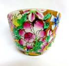 Chinese Porcelain Canton Famille Rose Teacup   Gold Gilt Floral