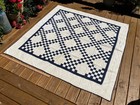 1870s Unwashed Antique Indigo Blue And White Quilt Irish Chain Pencil Marks Tear