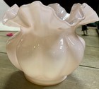 Antique Fenton Pink Overlay Melon Rose Bowl With Ruffled Rim 5 25  1940   s