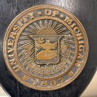 University Of Michigan Vintage Antique Brass Plaque Emblem Mounted Seal Crest