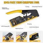 Rj45 Crimp Tool Kit Ethernet Pass Through Crimper Network Cat5 Cat6 Cat7 Crimp