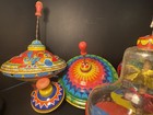 Vintage Lot Of Tin Litho Spinning Top  Toys  40   s 50   s   need Repair 