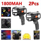 2x 90000000lm Bright Solar usb Rechargeable Led Spotlight Flashlight Searchlight