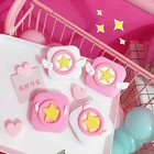 Mini Square Contact Lens Case Cartoon Star Sakura Wings Storage Portable Box Wit