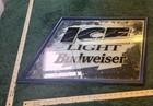 Vtg Bud Ice Draft Beer Budweiser Usa Slanted Mirror Sign Anheuser Busch 22x25