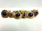 Vintage Blue Stone Gold Gilt Bracelet Sz 7 In Lg Wgt 38 3 Grams Box Catch