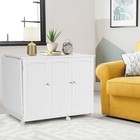 Folding Sewing Table Shelves Storage Cabinet Craft Cart W wheels Large White