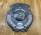 Big Old Coat Of Arms Ussr Sign Antique Metal Emblem Soviet Russian Very Rare 