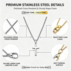 Men   s  Cross Pendant Necklace Simple Rope Chain Hip Hop Jewelry Gift