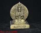 4 chinese Ancient Buddhism Bronze Carving Double Sided Avalokitesvara Statue