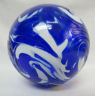 Pyromania Glass Studio Oregon Hand Blown Float Cobalt Blue white 2005 Signed