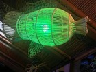 New Rattan Fish Trap Lamp  W  Real Puffer Fish Green Led Smokin Tikis Oceanic