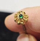 Vtg Goldtone Filigree Flower W  Green Stone Hatpin Hat Pin Victorian- B7