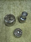 3 Vintage 1960s Avon Dresser Vanity Set Perfume Powder Cream Glass Lidded Jars