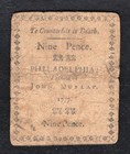 April 10  1777 9d Nine Pence Pennsylvania Colonial Currency Note  d 