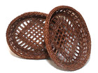 Oval Wicker Basket Tray 10x8 Woven Rattan Dark Brown Set 2
