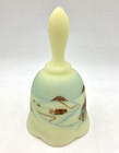 Fenton Custard Glass Bell Hand Painted Winter Skaters Dane Frederick 1978 Vtg