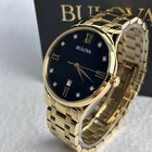 Bulova 97d108 Diamond Black Dial Gold Bracelet Classic Men s Quartz Watch 40mm