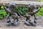 Vintage Pair Of Cast Bronze Standing Lion Bookends 9  Rare Collectibles 