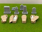 S Scale 1 64 Graveyard Set     6 Headstones   4 Coffins With Skeletons 3d Printed